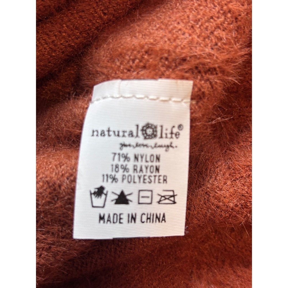Natural Life Super Soft Eyelash Knit Mock Neck Sweater Rust Orange XL - Picture 6 of 9